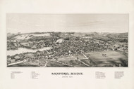 Sanford BPL, Maine 1889 Bird's Eye View