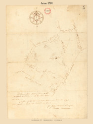 Acton, Massachusetts 1794 Old Town Map Reprint - Roads Place Names  Massachusetts Archives