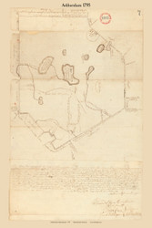 Ashburnham, Massachusetts 1795 Old Town Map Reprint - Roads Place Names House Sites Massachusetts Archives