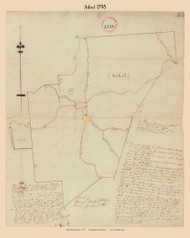 Athol, Massachusetts 1795 Old Town Map Reprint - Roads Place Names  Massachusetts Archives