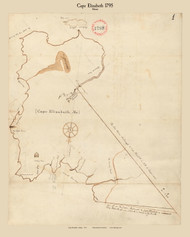 CapeElizabeth, Maine 1795 Old Town Map Reprint - Roads Place Names  Massachusetts Archives