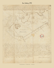 East Sudbury, Massachusetts 1795 Old Town Map Reprint - Roads Place Names House Sites Wayland Massachusetts Archives