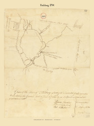 Fitchburg, Massachusetts 1794 Old Town Map Reprint - Roads Place Names  Massachusetts Archives