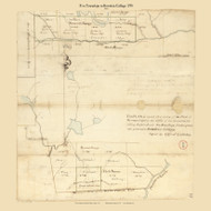 Five Townships for Bowdoin College, Maine 1795 Old Town Map Reprint - Roads Place Names  Massachusetts Archives