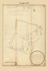 Framingham, Massachusetts 1794 Old Town Map Reprint - Roads Place Names  Massachusetts Archives