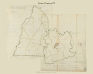 Gardner and Templeton, Massachusetts 1795 Old Town Map Reprint - Roads Place Names  Massachusetts Archives