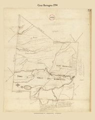 Great Barrington, Massachusetts 1794 Old Town Map Reprint - Roads Place Names  Massachusetts Archives