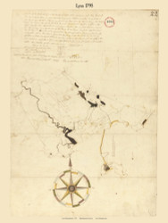Lynn, Massachusetts 1795 Old Town Map Reprint - Roads Place Names  Massachusetts Archives