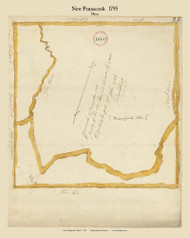 NewPennecook Rumford, Maine 1795 Old Town Map Reprint - Roads Place Names  Massachusetts Archives