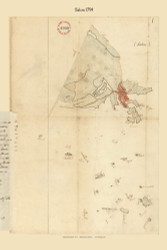 Salem, Massachusetts 1794 Old Town Map Reprint - Roads Place Names  Massachusetts Archives
