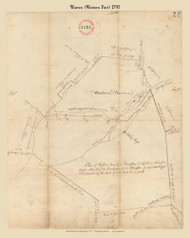 Warren (Western Part), Massachusetts 1795 Old Town Map Reprint - Roads Place Names  Massachusetts Archives