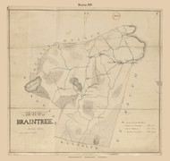 Braintree, Massachusetts 1831 Old Town Map Reprint - Roads Place Names  Massachusetts Archives