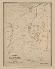 Hanson Lithograph, Massachusetts 1830 Old Town Map Reprint - Roads Homeowner Names Place Names  Massachusetts Archives