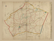 Marlborough (Digitally Restored), Massachusetts 1830 Old Town Map Reprint - Roads Homeowner Names Place Names  Massachusetts Archives