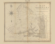 Newbury, Massachusetts 1830 Old Town Map Reprint - Roads Place Names  Massachusetts Archives