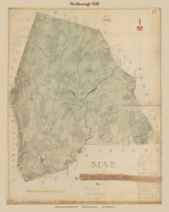 Northborough, Massachusetts 1830 Old Town Map Reprint - Roads Place Names  Massachusetts Archives