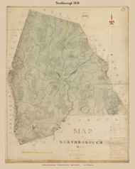 Northborough (Digitally Restored), Massachusetts 1830 Old Town Map Reprint - Roads Place Names  Massachusetts Archives