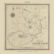 Topsfield (Digitally Restored), Massachusetts 1830 Old Town Map Reprint - Roads Place Names  Massachusetts Archives