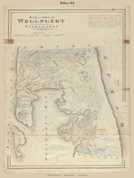 Wellfleet, Massachusetts 1831 Old Town Map Reprint - Roads House Locations Place Names  Massachusetts Archives