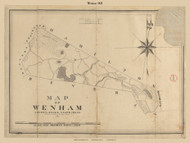 Wenham, Massachusetts 1831 Old Town Map Reprint - Roads Place Names  Massachusetts Archives