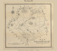 West Newbury (Digitally Restored), Massachusetts 1830 Old Town Map Reprint - Roads Place Names  Massachusetts Archives