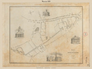 Worcester, Massachusetts 1829 Old Town Map Reprint - Roads House Locations Place Names  Massachusetts Archives