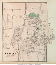 Babylon Village, New York 1873 Old Town Map Reprint - Suffolk Co. (LI)