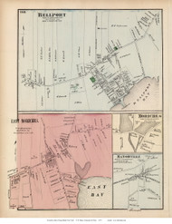 Bellport, Moriches, East Moriches, and Manorville Villages - Brookhaven, New York 1873 Old Town Map Reprint - Suffolk Co. (LI)
