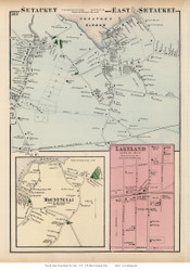 Setauket, East Setauket, Mount Sinai, and Lakeland Villages - Brookhaven, New York 1873 Old Town Map Reprint - Suffolk Co. (LI)