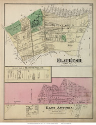 Flatbush Town, East Astoria and East Flatbush Villages, New York 1873 Old Town Map Reprint - Kings Co. (LI)