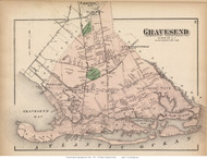 Gravesend, New York 1873 Old Town Map Reprint - Kings Co. (LI)