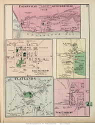 Unionville, Guntherville, Gravesent, Flatlands, and New Utrecht Villages - Gravesend, New York 1873 Old Town Map Reprint - Kings Co. (LI)