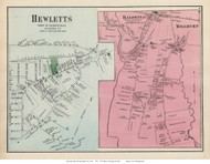 Hewletts, Baldwins, and Millburn Villages - Hempstead, New York 1873 Old Town Map Reprint - Queens Co. (LI)