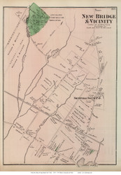 New Bridge Village & Vicinity - Hempstead, New York 1873 Old Town Map Reprint - Queens Co. (LI)