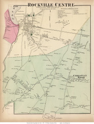 Rockville Centre and Christian Hook Villages - Hempstead, New York 1873 Old Town Map Reprint - Queens Co. (LI)