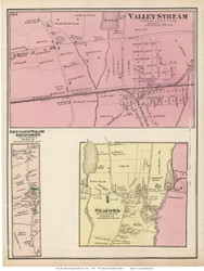 Valley Stream, Seaford, Ridgewood, and Jerusalem Villages - Hempstead, New York 1873 Old Town Map Reprint - Queens Co. (LI)