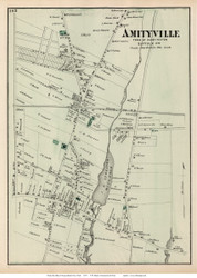 Amityville - Huntington, New York 1873 Old Town Map Reprint - Suffolk Co. (LI)