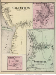 Cold Spring, Huntinton Harbor, Northport, and Deer Park Villages - Huntington, New York 1873 Old Town Map Reprint - Suffolk Co. (LI)