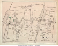 Islip Village, New York 1873 Old Town Map Reprint - Suffolk Co. (LI)