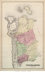 Long Island City, New York 1873 Old Town Map Reprint - Queens Co. (Suffolk Atlas)