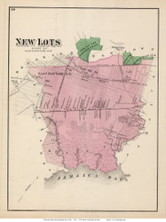 New Lots, New York 1873 Old Town Map Reprint - Kings Co. (Suffolk Atlas)