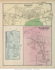 Maspeth, East Williamsburgh, and Woodside Villages - Newtown, New York 1873 Old Town Map Reprint - Queens Co. (Suffolk Atlas)