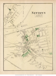 Newtown Village, New York 1873 Old Town Map Reprint - Queens Co. (Suffolk Atlas)