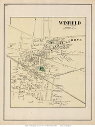 Winfield and Locust Grove Villages - Newtown, New York 1873 Old Town Map Reprint - Queens Co. (Suffolk Atlas)