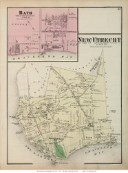 New Utrecht Town and Bath Village, New York 1873 Old Town Map Reprint - Kings Co. (Suffolk Atlas)