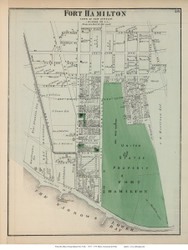 Fort Hamilton - New Utrecht, New York 1873 Old Town Map Reprint - Kings Co. (Suffolk Atlas)