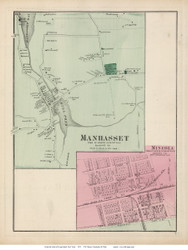 Manhasset and Mineola Villages - North Hempstead, New York 1873 Old Town Map Reprint - Queens Co. (Suffolk Atlas)