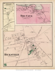 Hicksville, The Cove, and Syosset Villages - Oyster Bay, New York 1873 Old Town Map Reprint - Queens Co. (Suffolk Atlas)