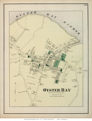 Oyster Bay Village, New York 1873 Old Town Map Reprint - Queens Co. (Suffolk Atlas)