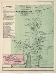 Southampton and Flanders Villages, New York 1873 Old Town Map Reprint - Suffolk Co. (Suffolk Atlas)